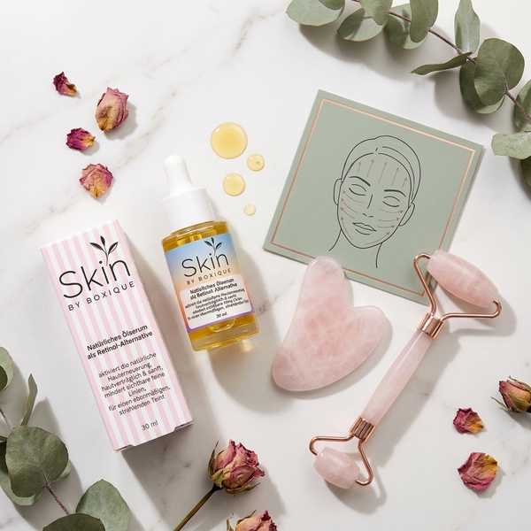 Gesichtslifting Set mit Gua Sha & Bakuchiol (Natürliche Retinol Alternative)